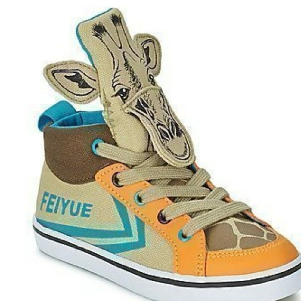Feiyue Giraffe Print High-Tops with Ears Little Kids perfect for back to school
